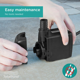 TotalPond 500 GPH pump operates quietly for serene outdoor spaces.