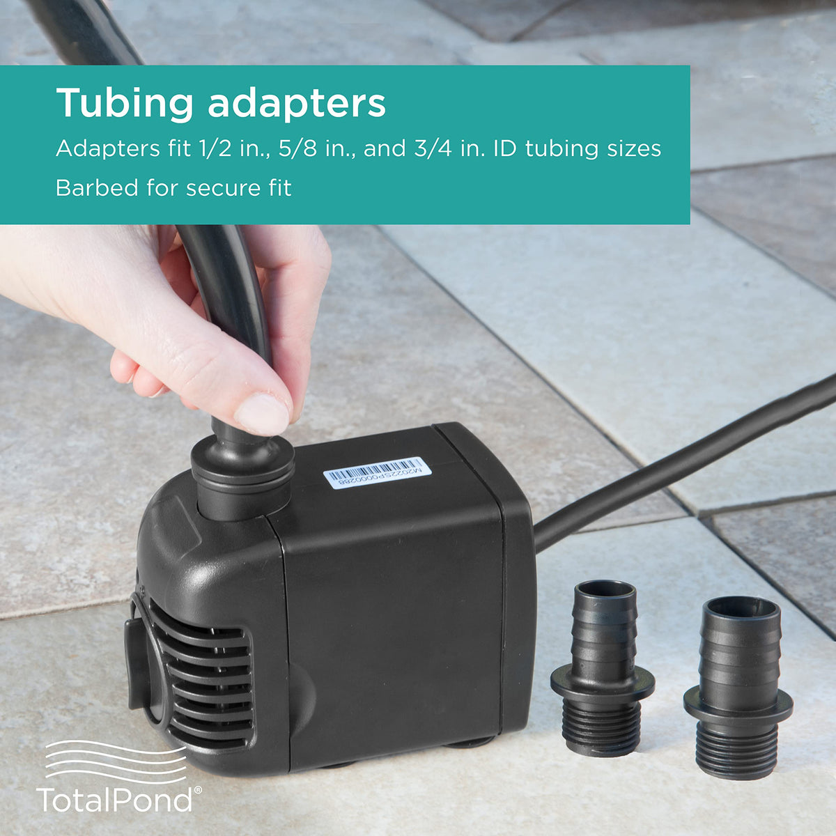TotalPond 500 GPH suction cups image demonstrates secure mounting.