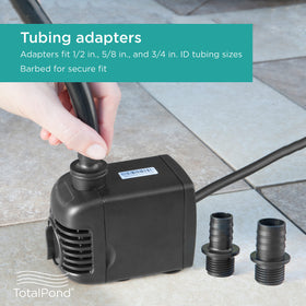 TotalPond 500 GPH suction cups image demonstrates secure mounting.