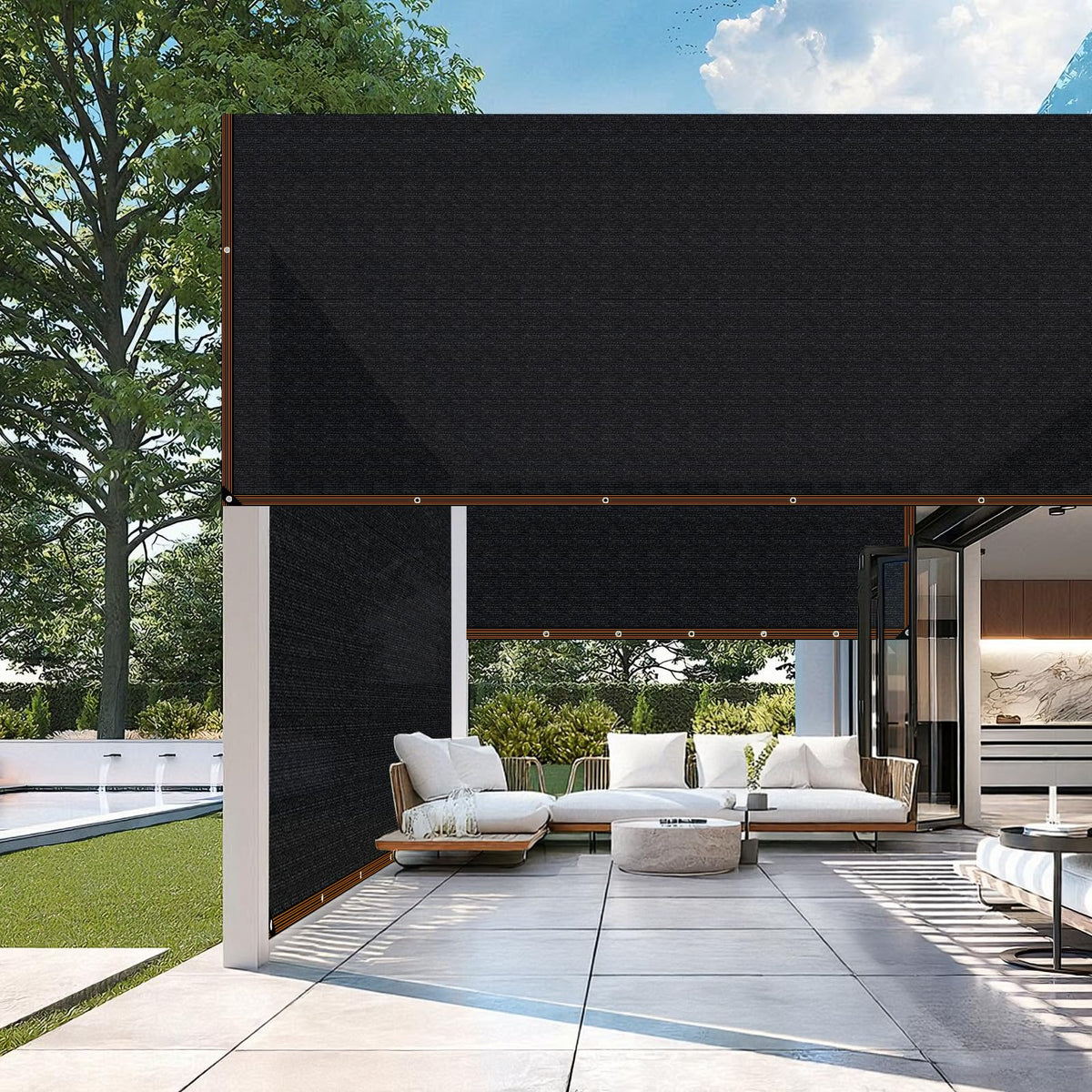 TOTOZAKUL patio sun shade canopy over outdoor seating area