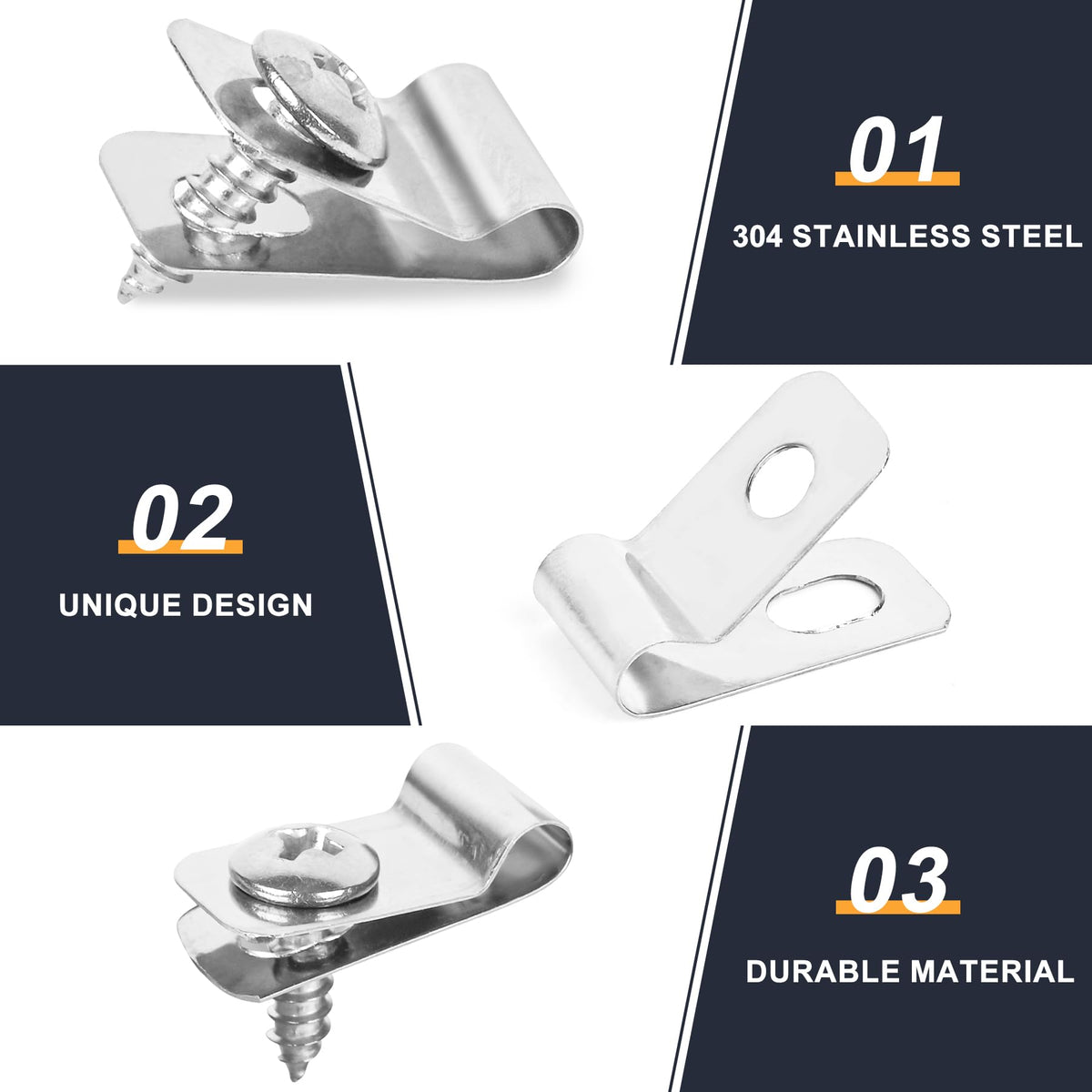Tottist 304 stainless steel clip close-up highlights rust resistance for outdoors.
