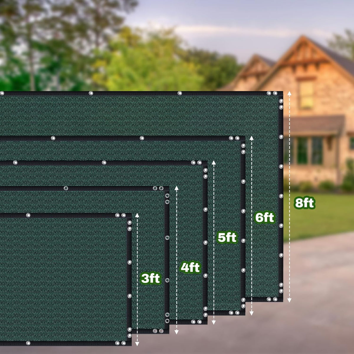 TOTU screen with reinforced grommets improves wind stability for outdoor fencing.