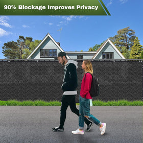 TOTU privacy screen with reinforced grommets designed to stabilize in wind.
