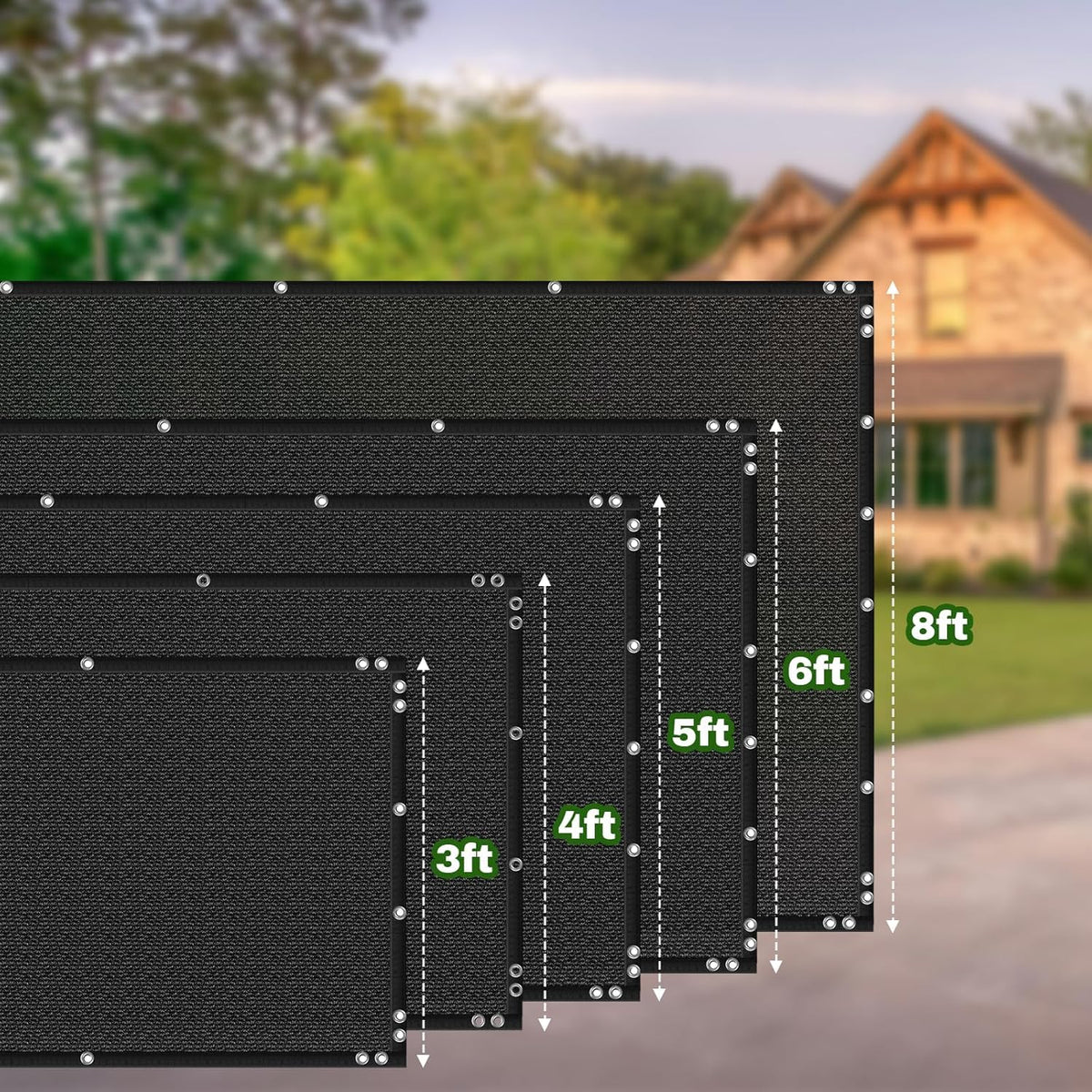 TOTU privacy screen showcasing durable UV-stabilized HDPE fabric for long life.