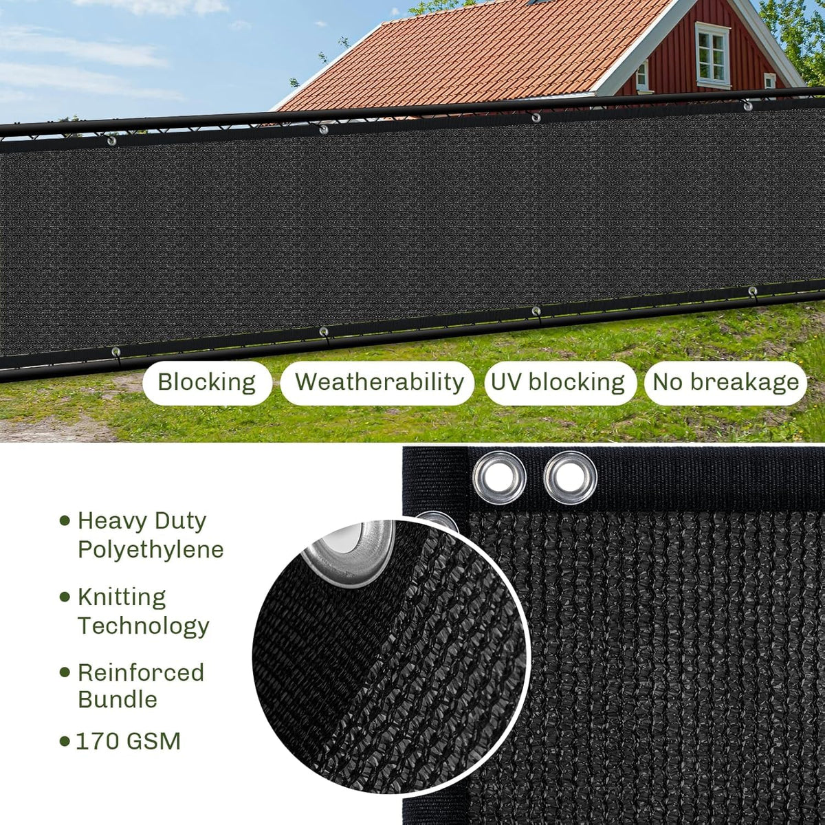 TOTU privacy screen installed on a fence, ready for easy tool-free setup.