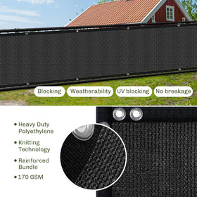 TOTU privacy screen installed on a fence, ready for easy tool-free setup.