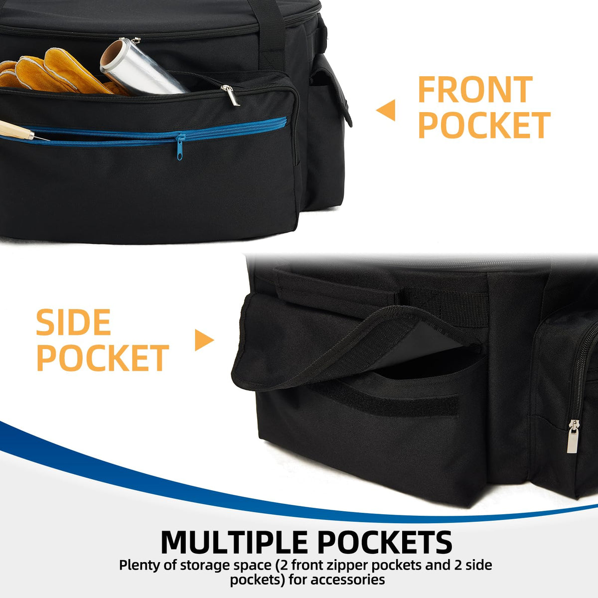TourCycle inner buckles stabilize the pit during transport