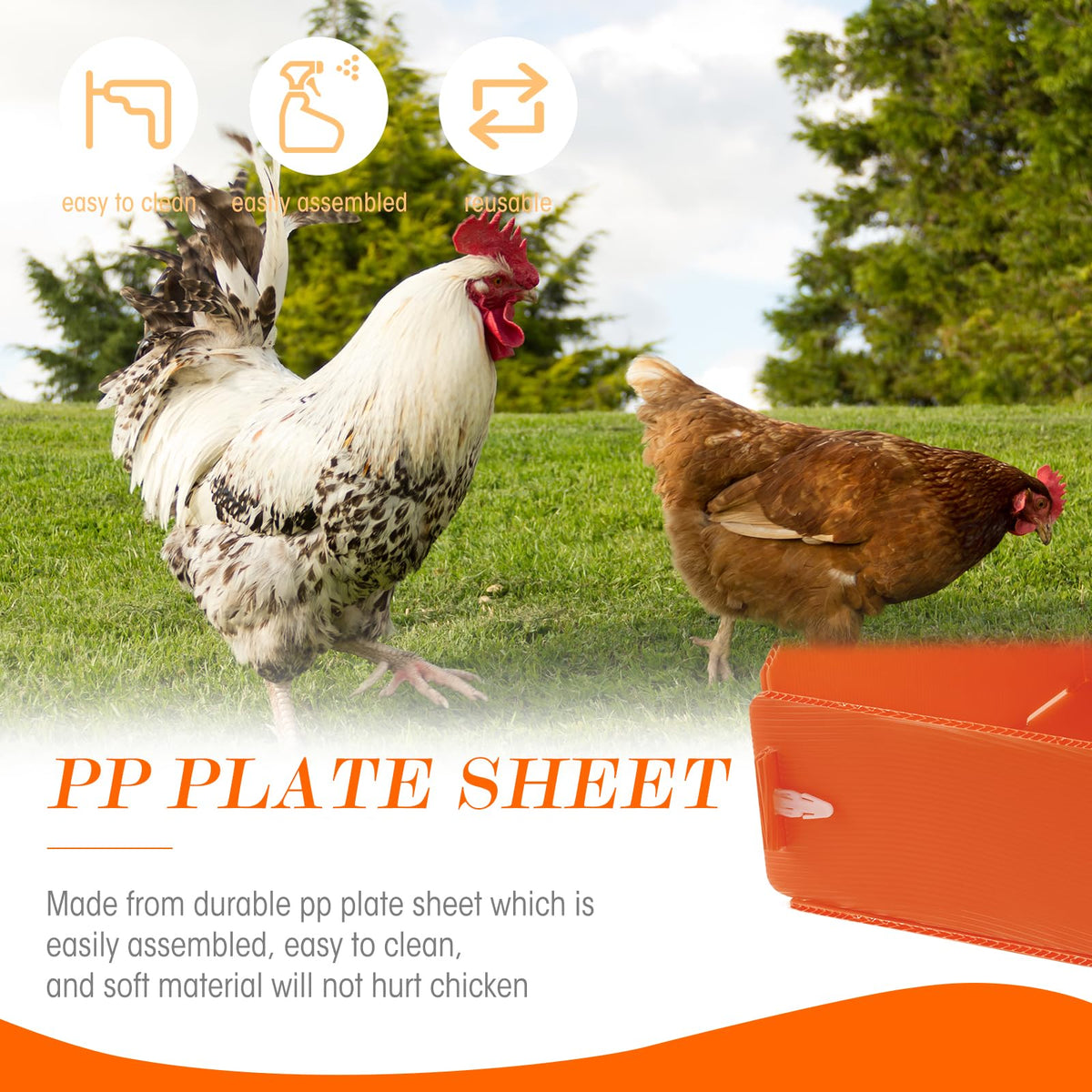 Touri 6-pack orange chicken nesting boxes attract hens for nesting.