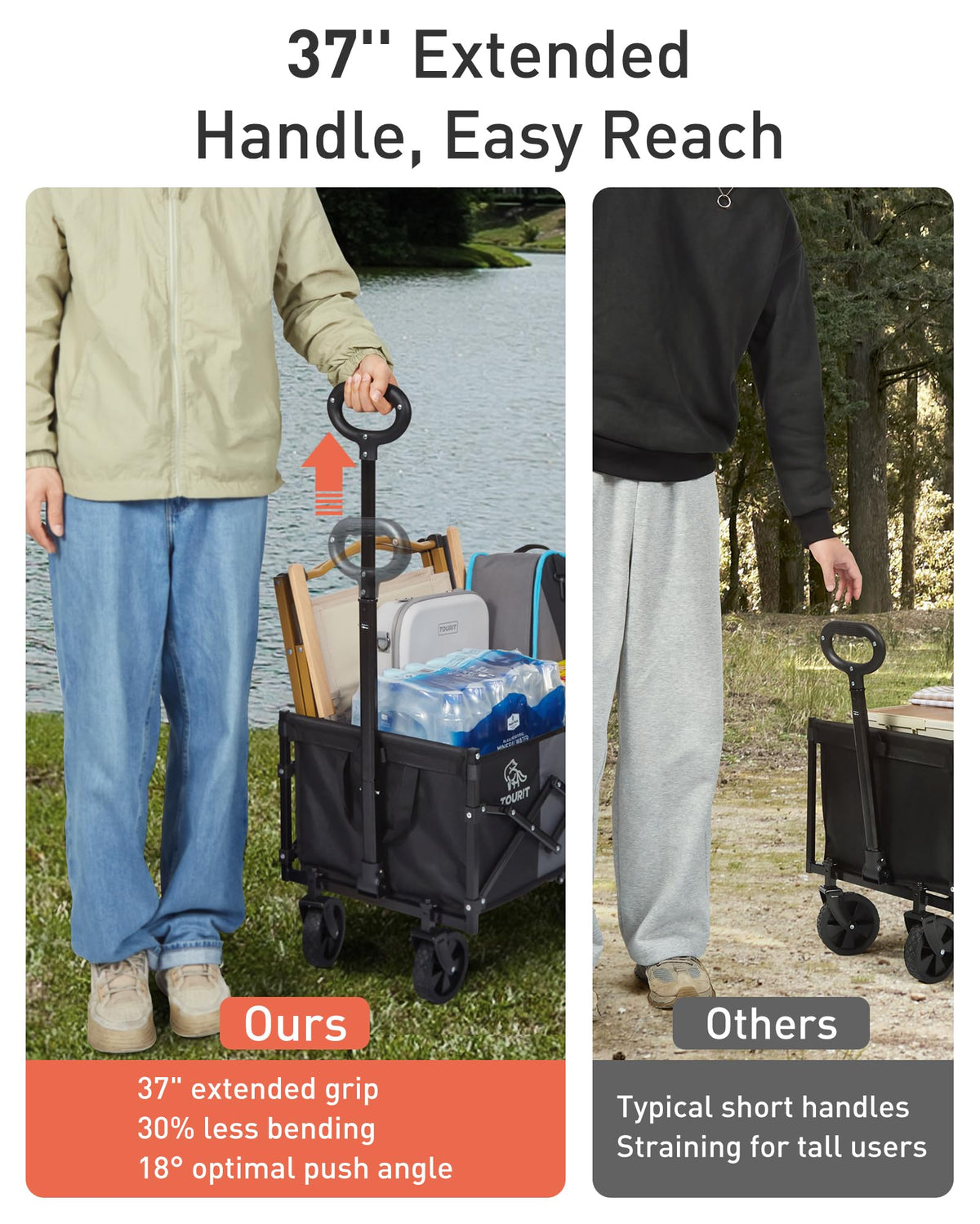 TOURIT wagon with detachable storage bag keeps groceries and gear organized.