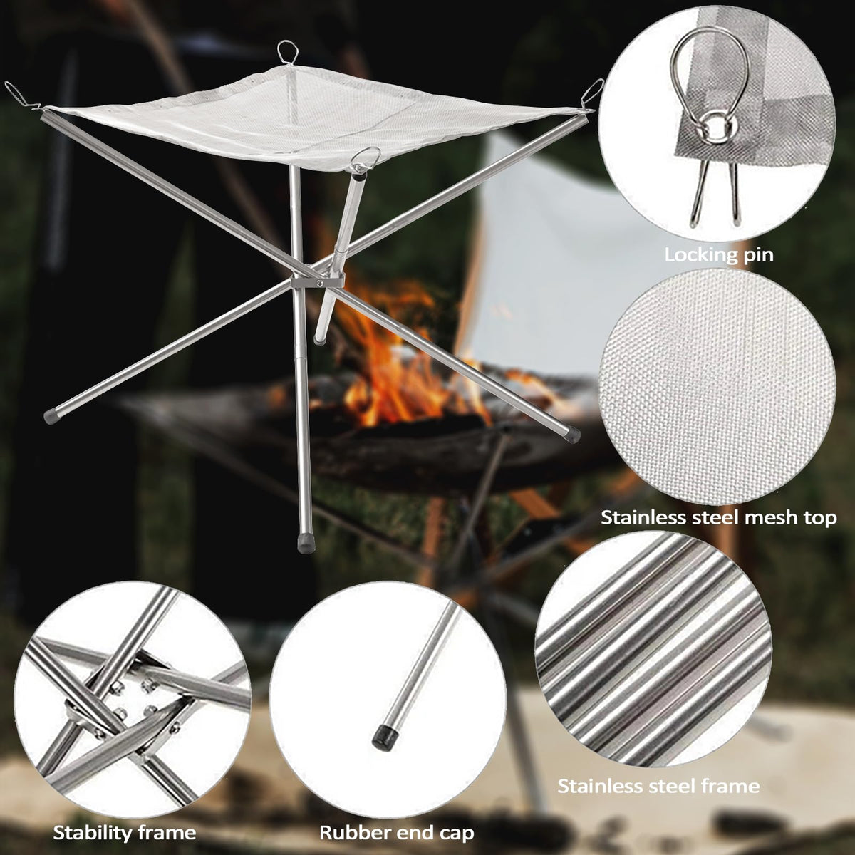 TourKing large 22x22x17 inch design supports social gatherings around a warm flame