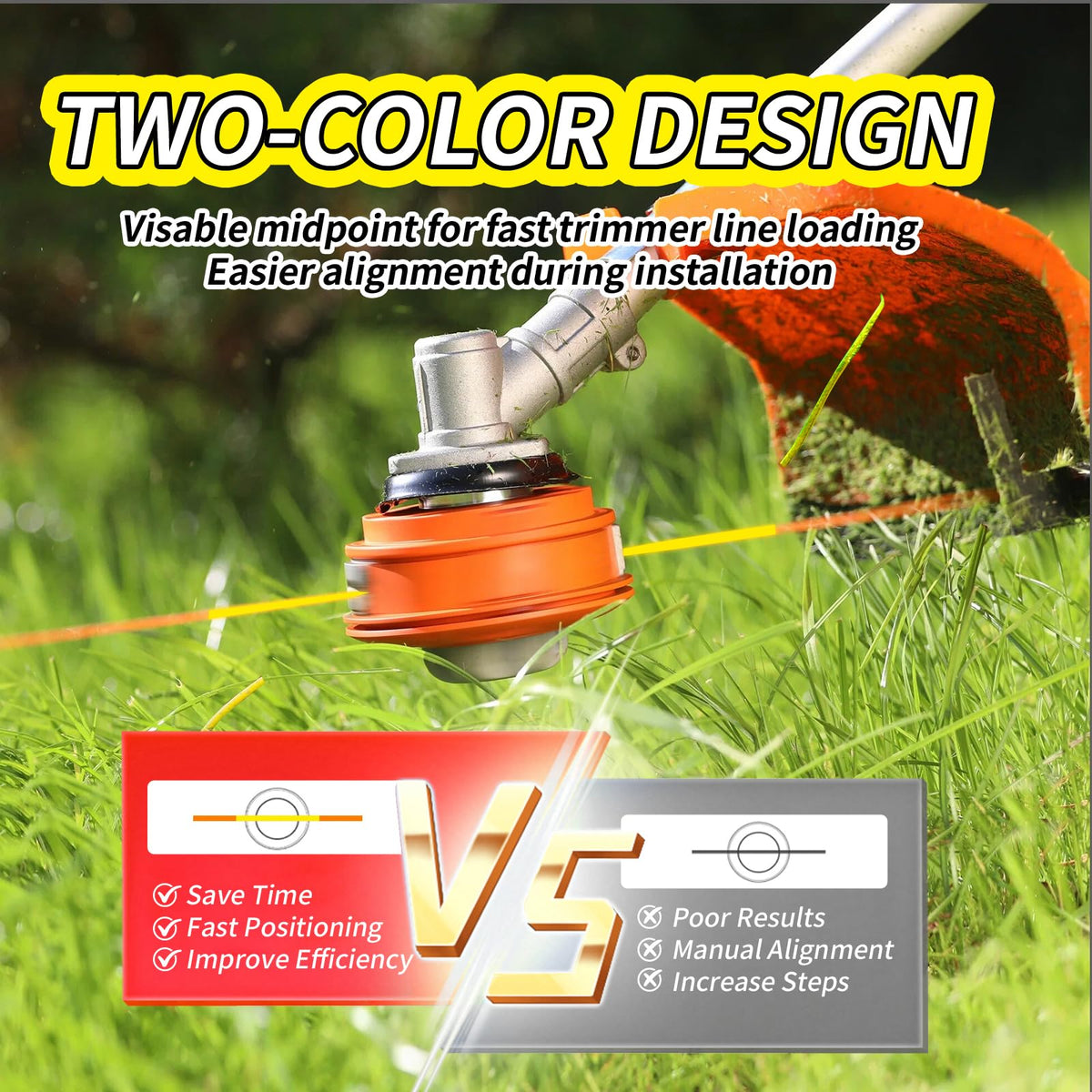 Toussaint trimmer line with run-out indicator signaling replacement need