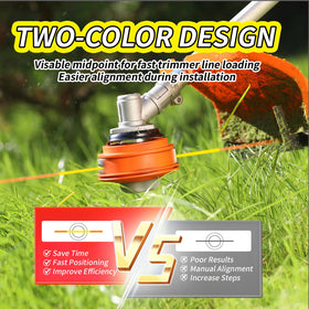 Toussaint trimmer line with run-out indicator signaling replacement need