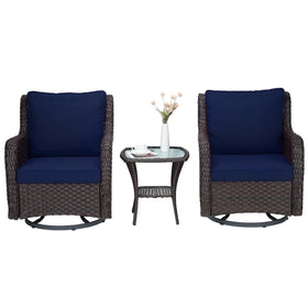 Towallmark 360-degree swivel and rocking function enhances outdoor relaxation.