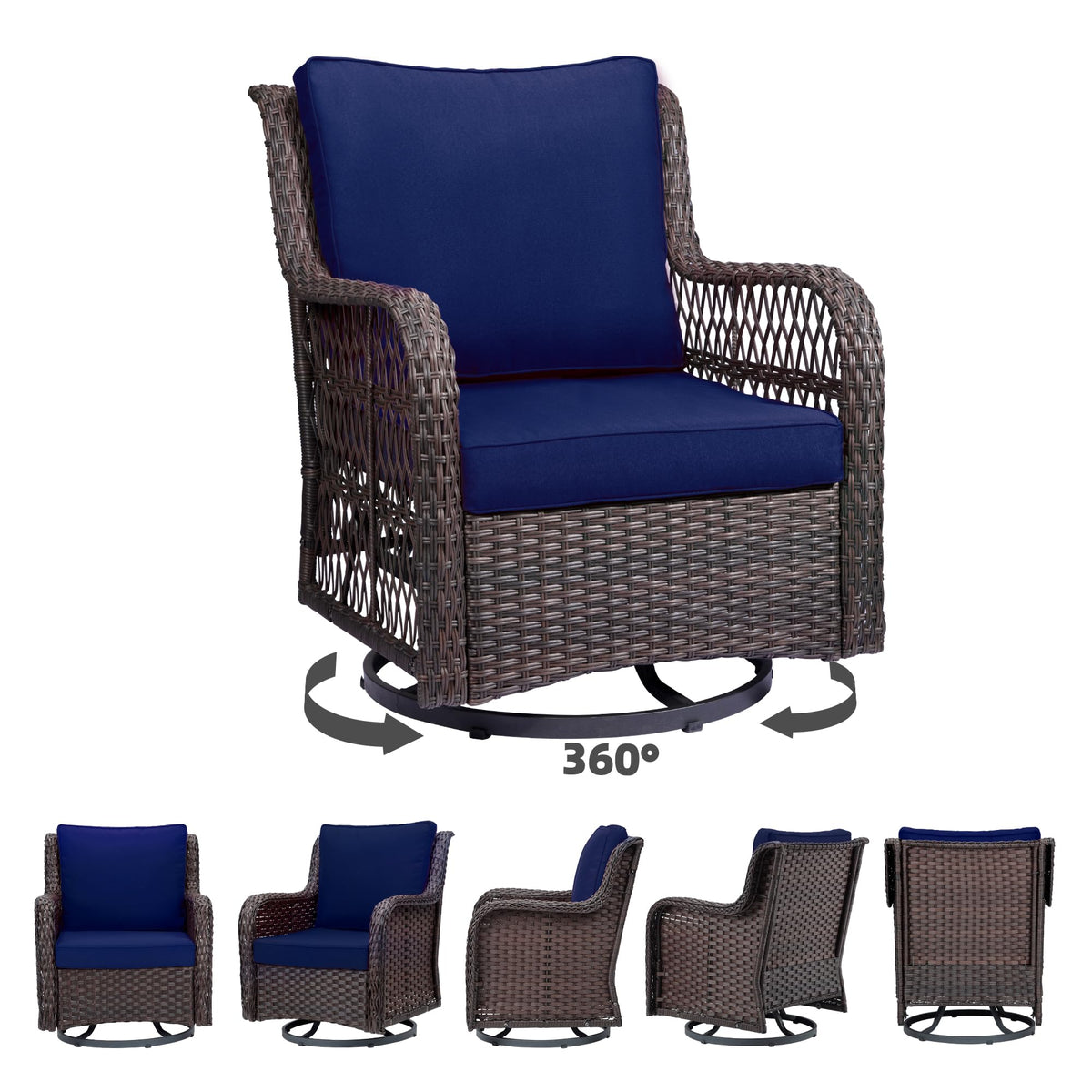 Towallmark blue patio set adds calming color and versatile lounging options.