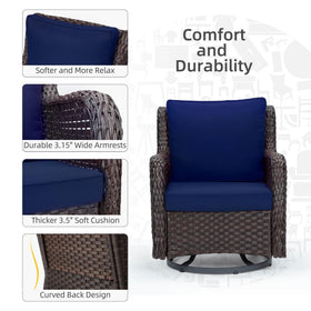 Towallmark cushions four-inch thick provide plush support for extended seating sessions.