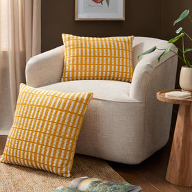Alara pillow close-up weave highlights recycled-material craftsmanship and softness.
