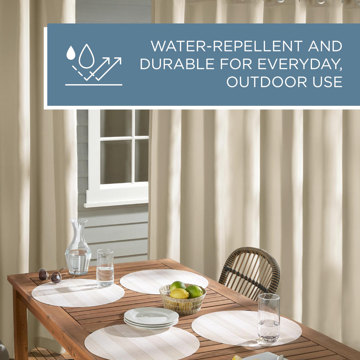 TOWN & COUNTRY BASICS Cabana 54x108 panel fits standard curtain rods.
