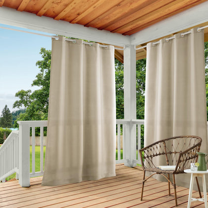 TOWN & COUNTRY BASICS Cabana curtain grommet-top for durable indoor/outdoor privacy.