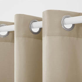 TOWN & COUNTRY BASICS Cabana curtain with water-repellent finish for outdoor spaces.