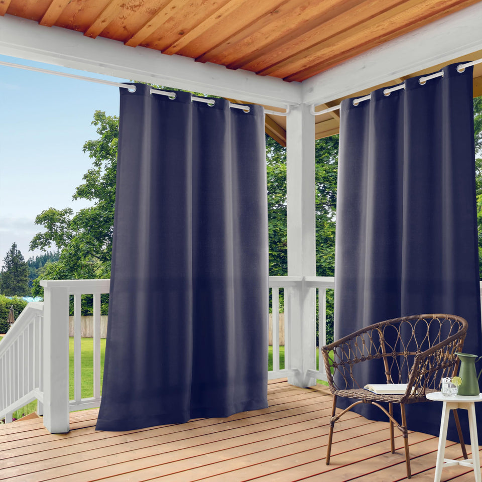TOWN & COUNTRY BASICS Cabana dark navy curtains with light filtering for private spaces