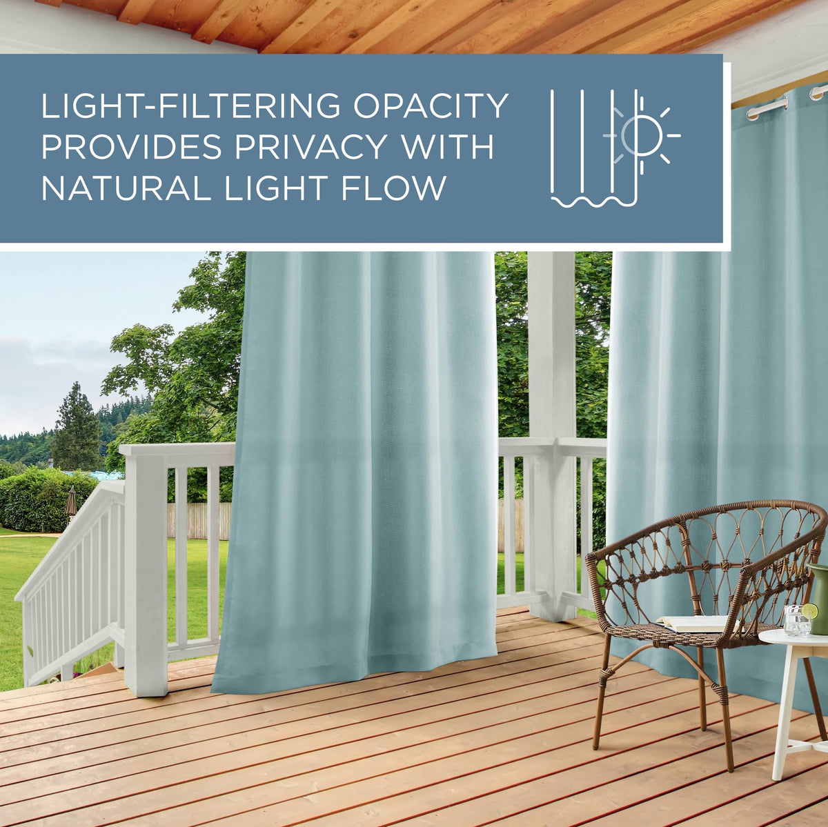 Town & Country Basics Cabana grommet-top panel with eight stainless grommets for easy hanging.