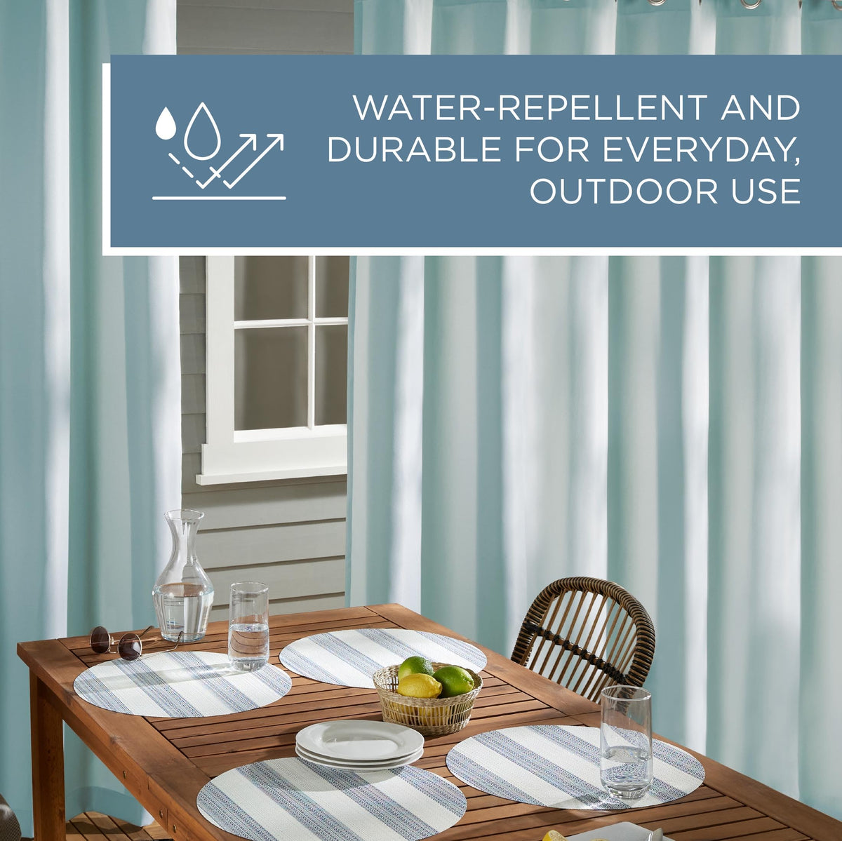 Two-panel set provides cohesive indoor-outdoor styling for patios and sunrooms.