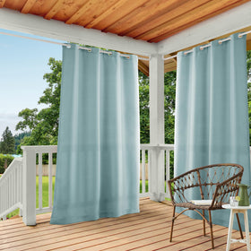 Town & Country Basics Cabana solid curtain panel in blue provides heavyweight privacy with light filtration.