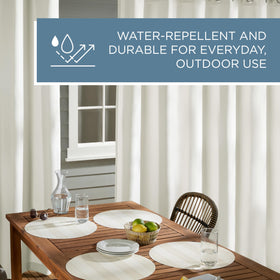 Town & Country Basics Cabana curtains suitable for indoor and outdoor use on covered spaces.