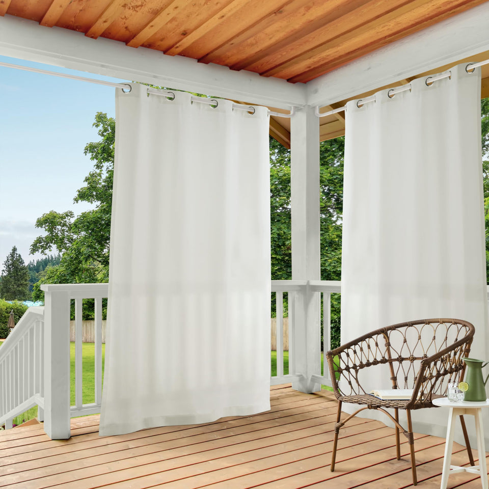 Town & Country Basics Cabana curtains in vanilla provide indoor/outdoor privacy with gentle light filtering.