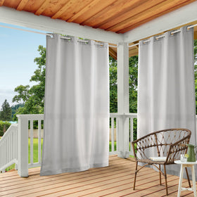 Town and Country Basics Cabana solid curtain panel in cloud grey filters light