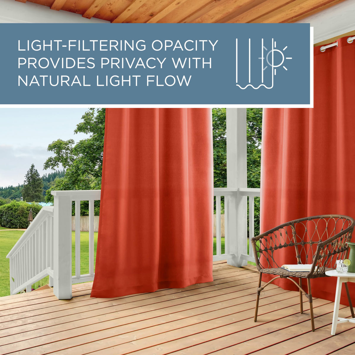 TOWN AND COUNTRY BASICS Cabana panels offer privacy while still letting light through.