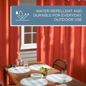 TOWN AND COUNTRY BASICS Outdoor curtains ideal for patios, sunrooms, and lanais.