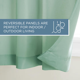 Town & Country Basics Cabana solid seafoam curtain adds fresh coastal vibe