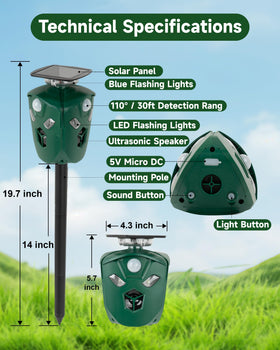 Towne Hall Farm repeller in use in yard protecting garden beds.