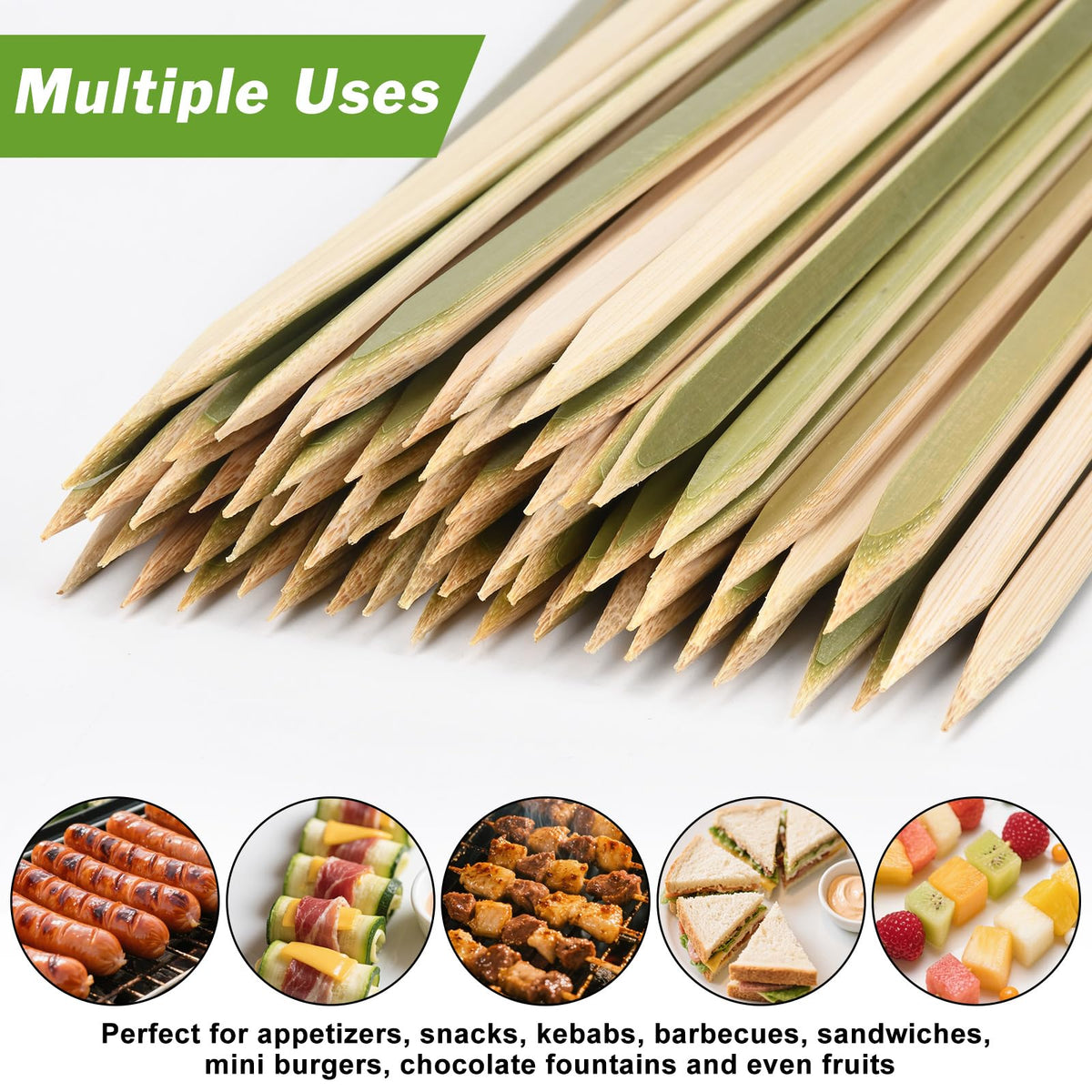 TOXINYUAN rectangular-cut bamboo skewers with sturdy handle for easy turning
