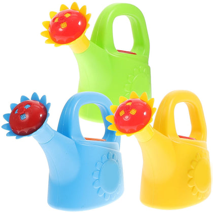 TOYANDONA 3pcs toy watering cans for kids with easy-grip handles for outdoor watering.