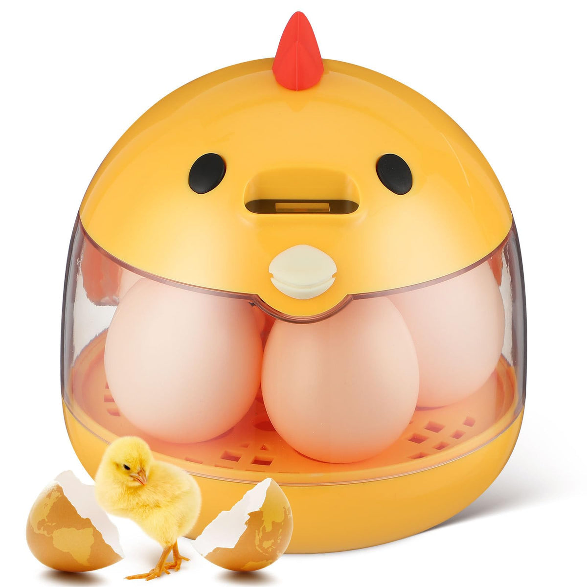 TOYANDONA 5-Egg Incubator with digital display monitors temperature and humidity in real time.