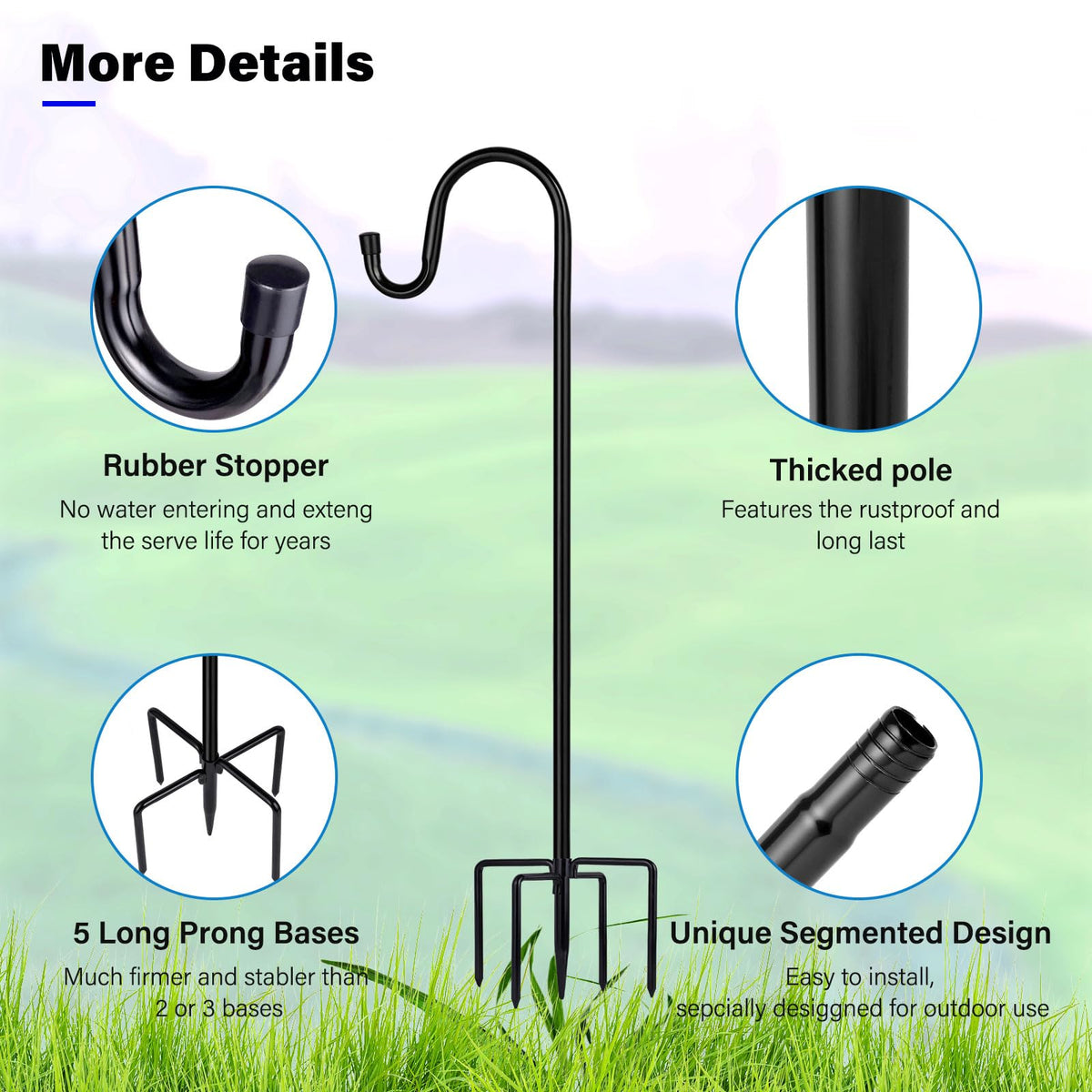 ToyHotels 94-inch bird-feeder pole for hanging lanterns creates a charming backyard display.