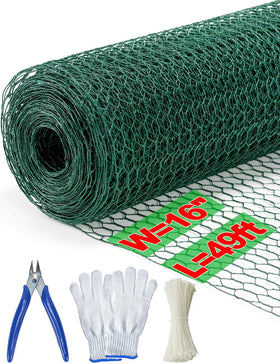 TOYPOPOR chicken wire roll 16x49ft showing hex mesh for durable outdoor use.