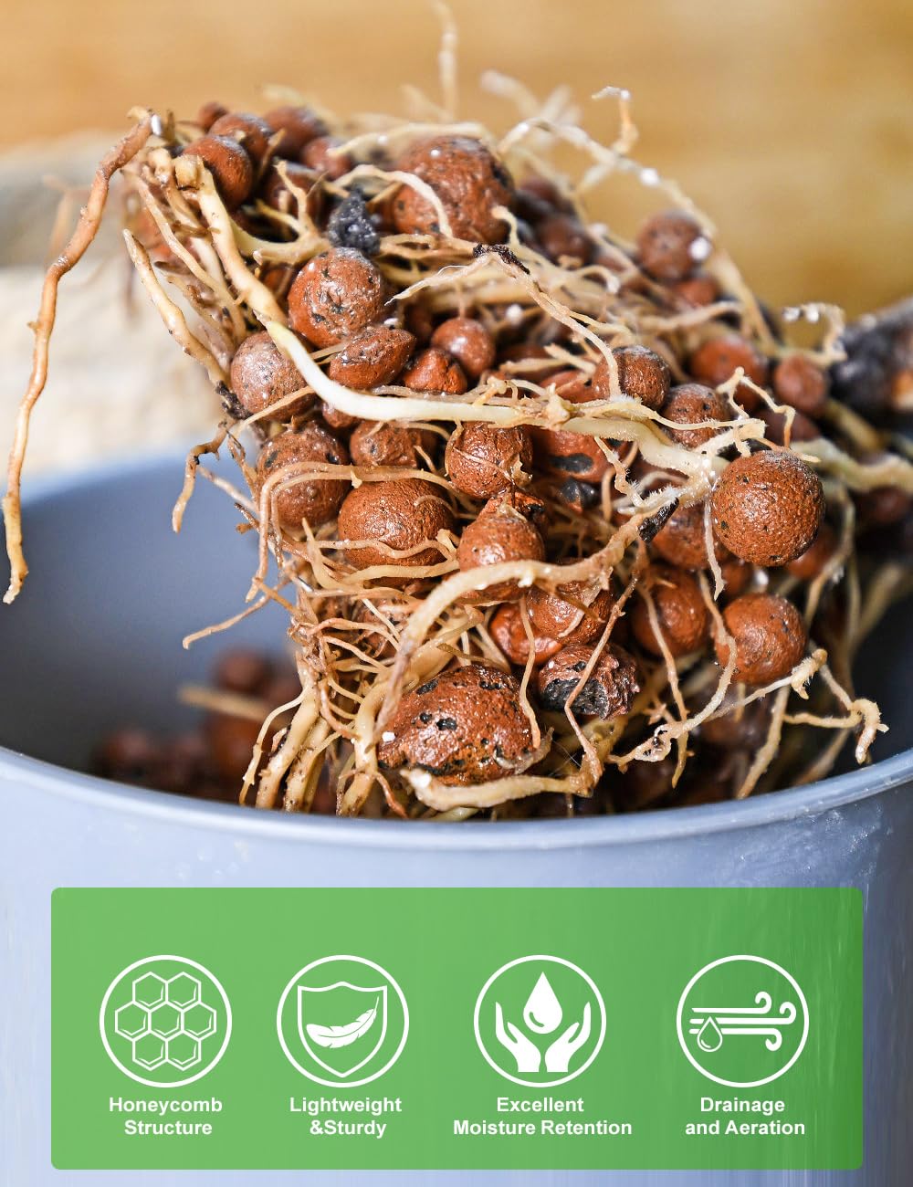 TOYPOPOR hydroponics setup with expanded clay media for moisture balance
