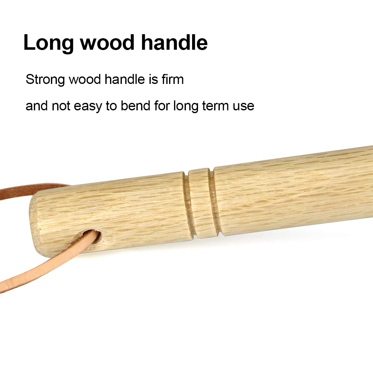 TOYPOPOR anti-slip wood handle improves comfort and control while raking.