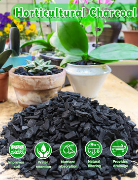 TOYPOPOR Horticultural Charcoal in soil mix helps regulate moisture for healthy potting.
