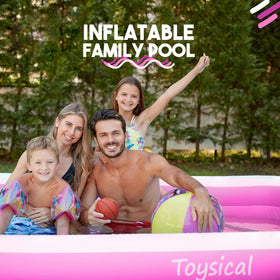 Toysical inflatable pool thickness of 0.4mm supports durability.