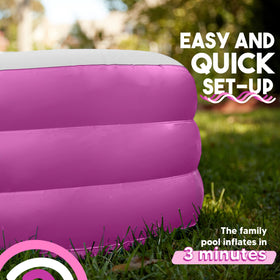 Toysical inflatable pool features three air chambers for stability.