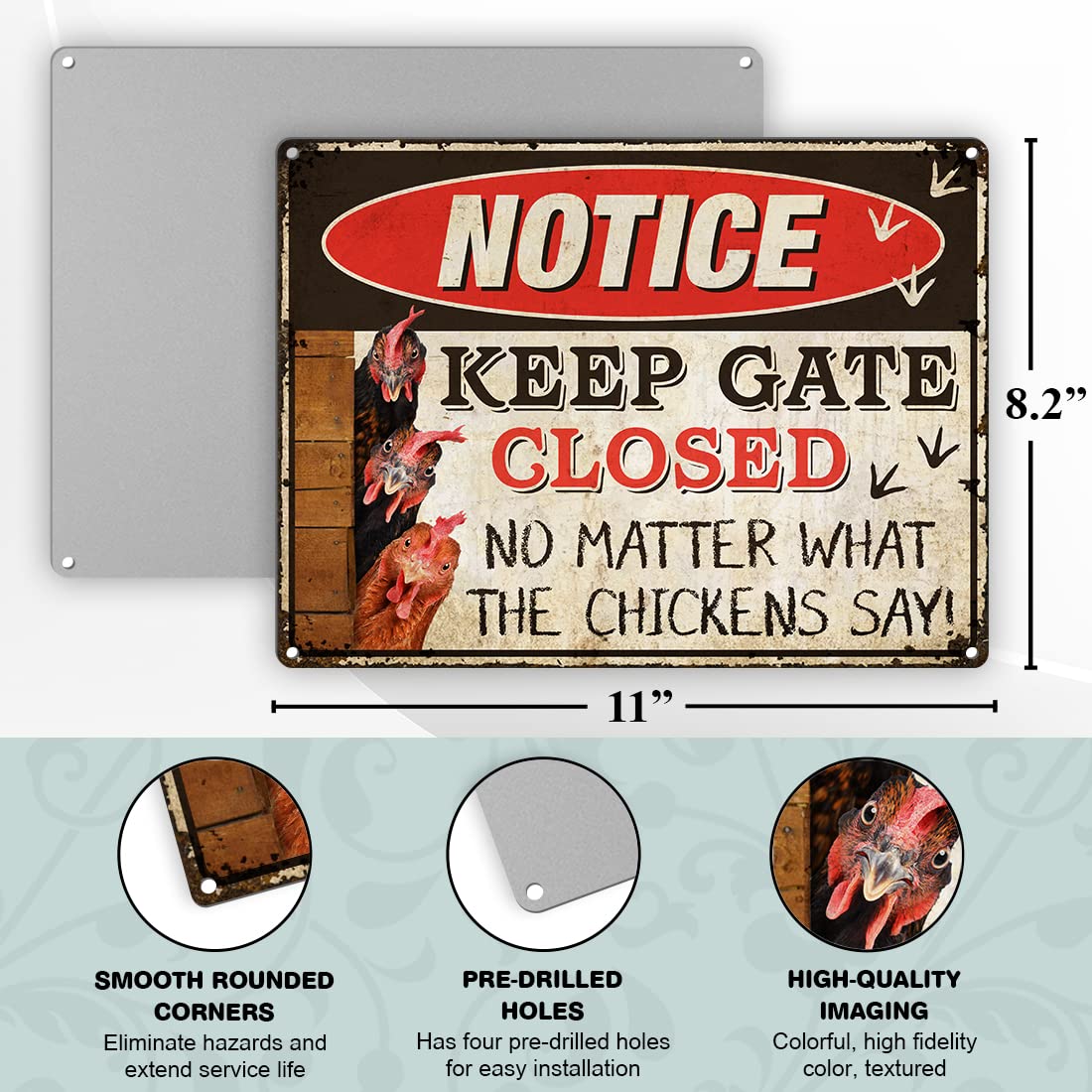 TP GLOBAL warning chicken sign close-up color print for high visibility