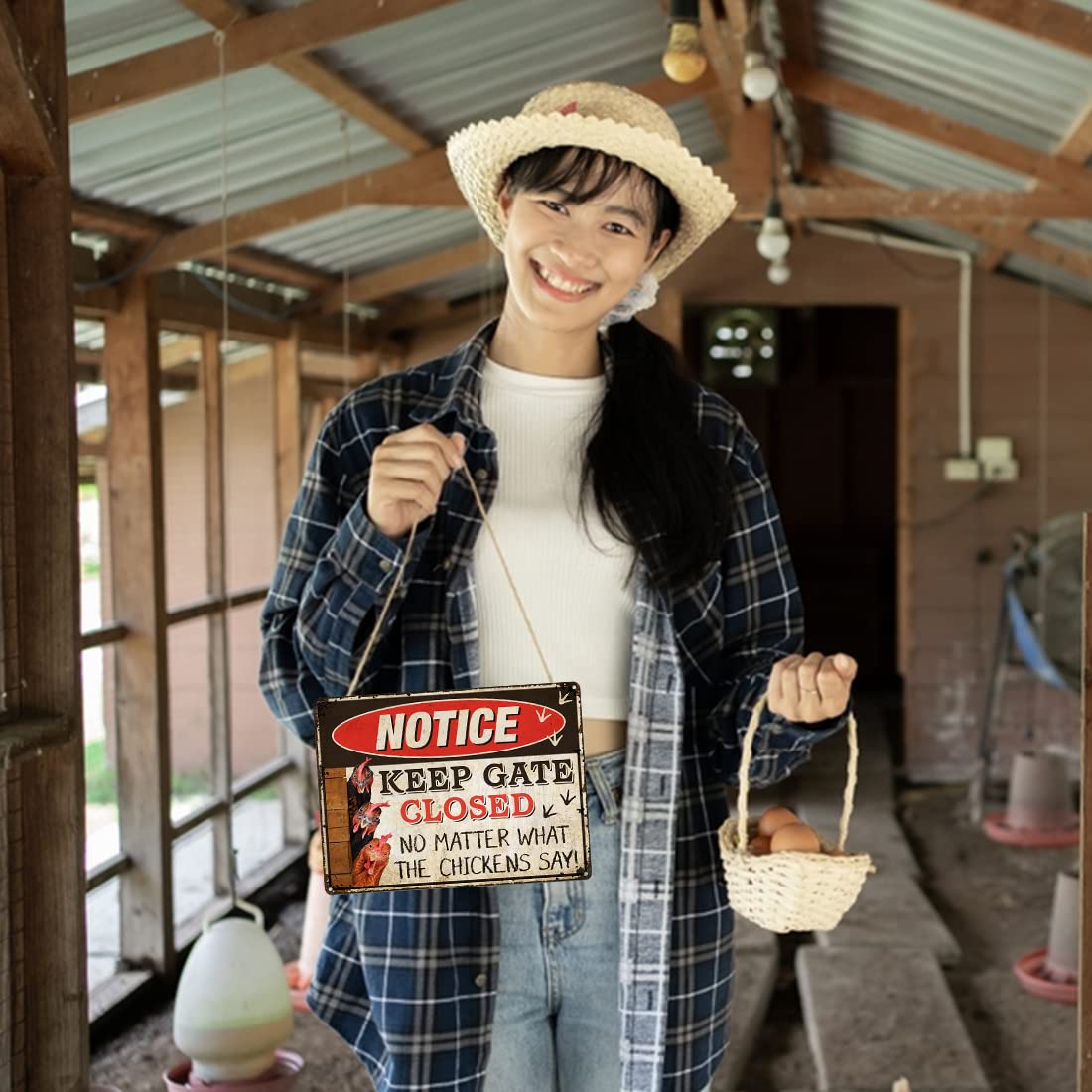 TP GLOBAL warning chicken sign weather-resistant design for all seasons