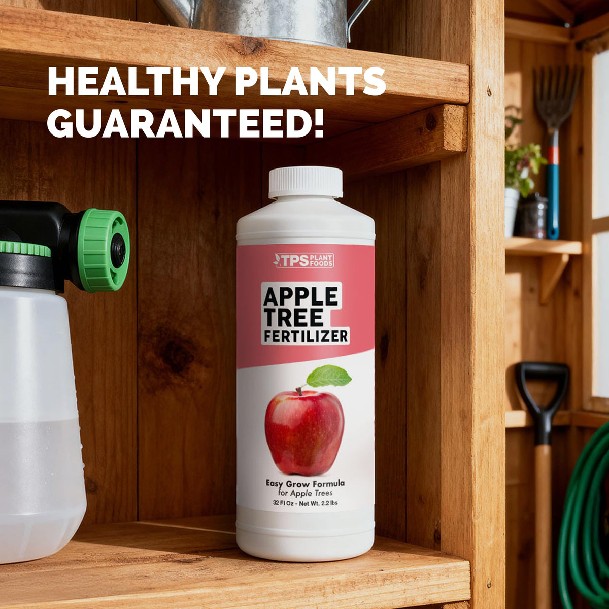TPS NUTRIENTS Apple Tree Fertilizer container on shelf for backyard orchards.