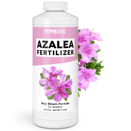 TPS NUTRIENTS Azalea Fertilizer bottle poured for healthy blooms.