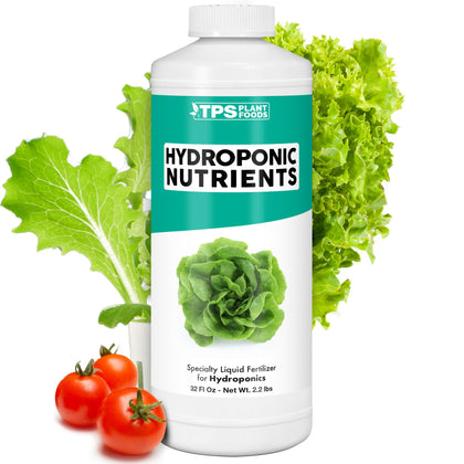 TPS NUTRIENTS hydroponic nutrients bottle supports vigorous growth in water systems.