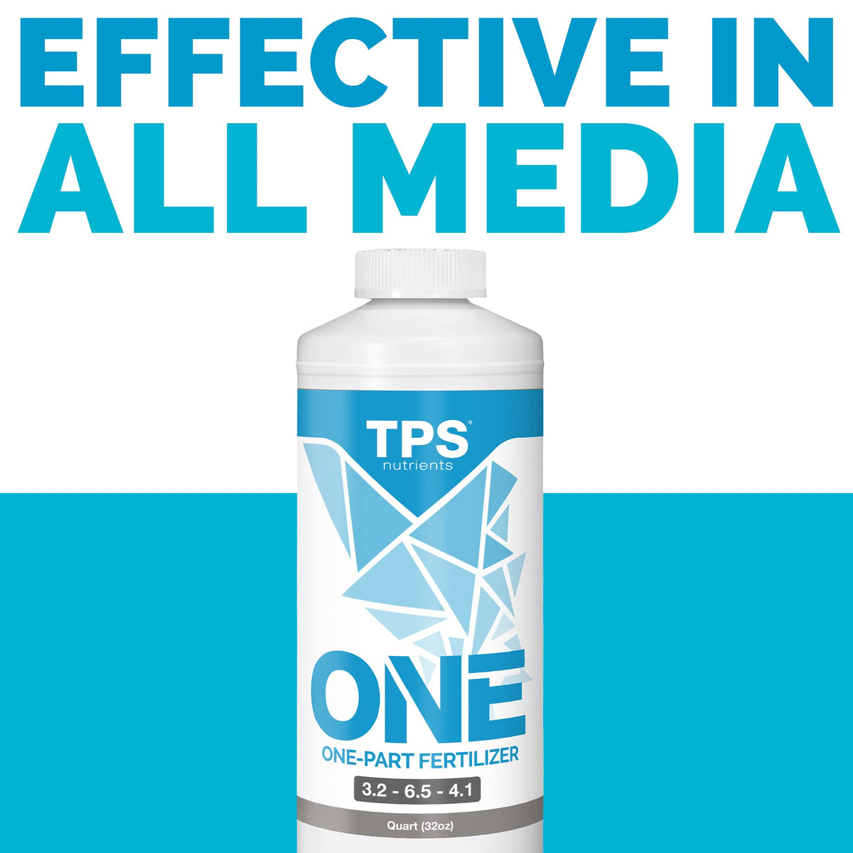 TPS NUTRIENTS One Liquid One Part bottle beside lush foliage and blooms.